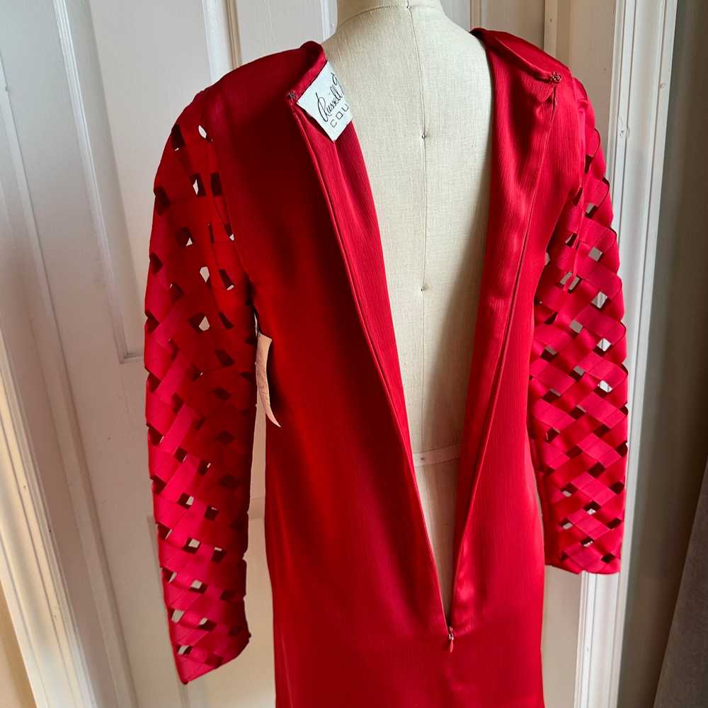 Vintage RUSSELL TRUSSO COUTURE Red Silk Mini Dres… - image 6