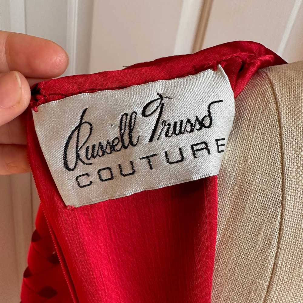 Vintage RUSSELL TRUSSO COUTURE Red Silk Mini Dres… - image 7