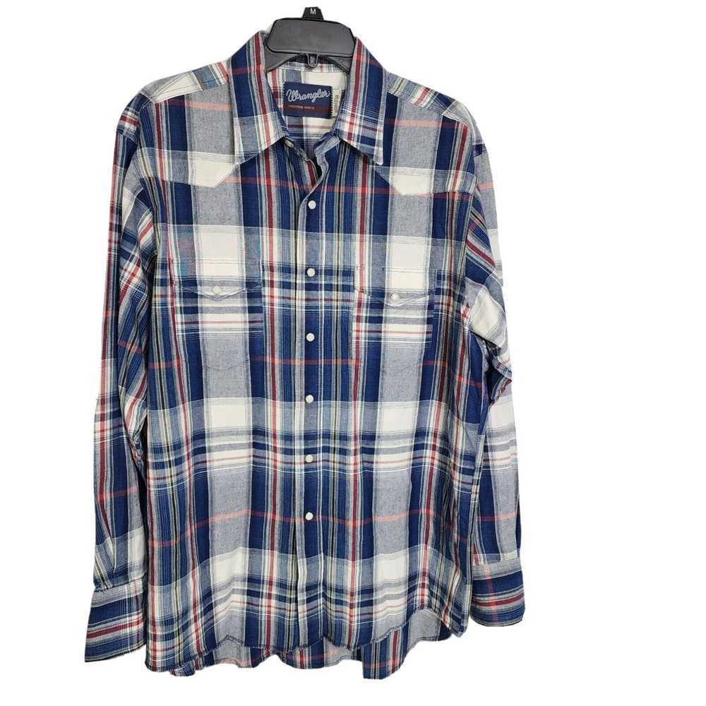 Wrangler Men Shirt 16.5X 35 Pearl Snap Red Blue P… - image 1