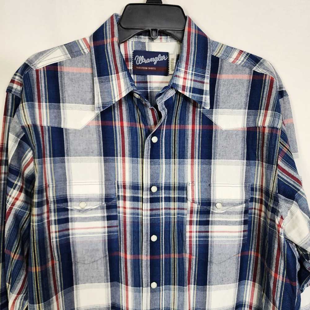 Wrangler Men Shirt 16.5X 35 Pearl Snap Red Blue P… - image 3