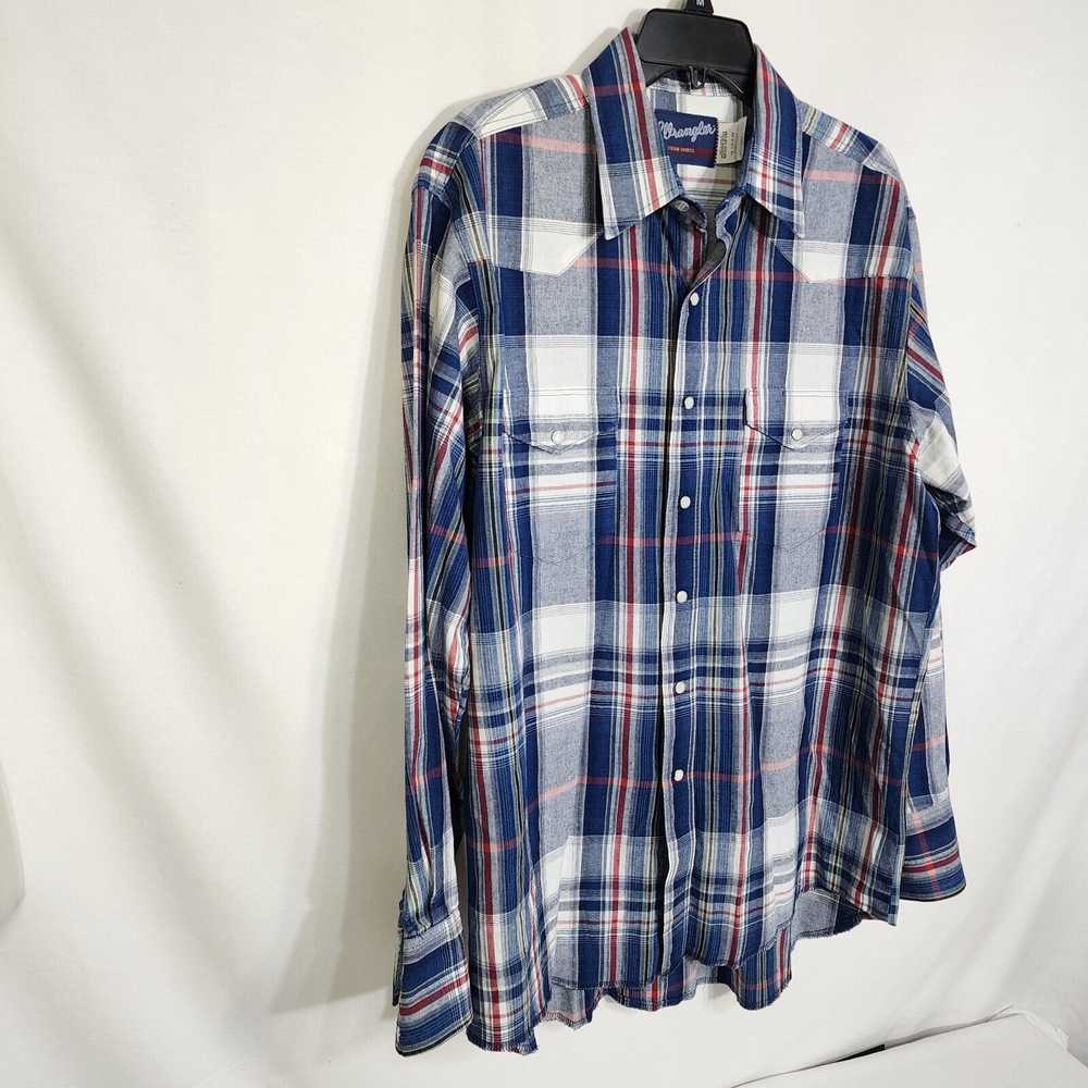 Wrangler Men Shirt 16.5X 35 Pearl Snap Red Blue P… - image 4