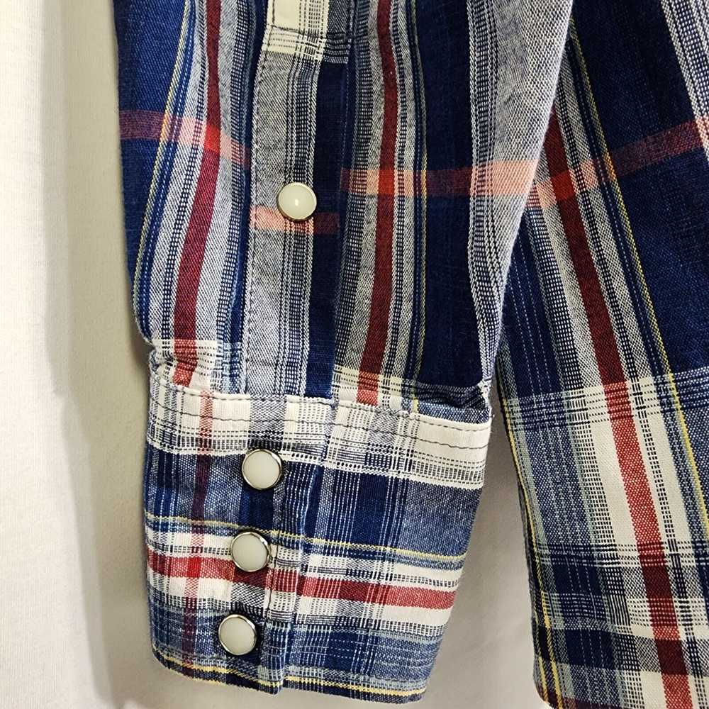 Wrangler Men Shirt 16.5X 35 Pearl Snap Red Blue P… - image 7