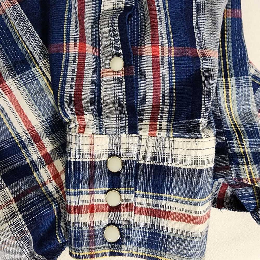 Wrangler Men Shirt 16.5X 35 Pearl Snap Red Blue P… - image 8