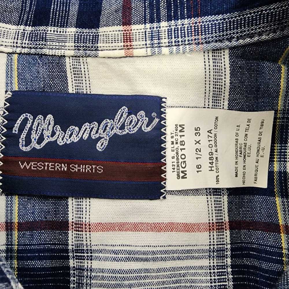 Wrangler Men Shirt 16.5X 35 Pearl Snap Red Blue P… - image 9