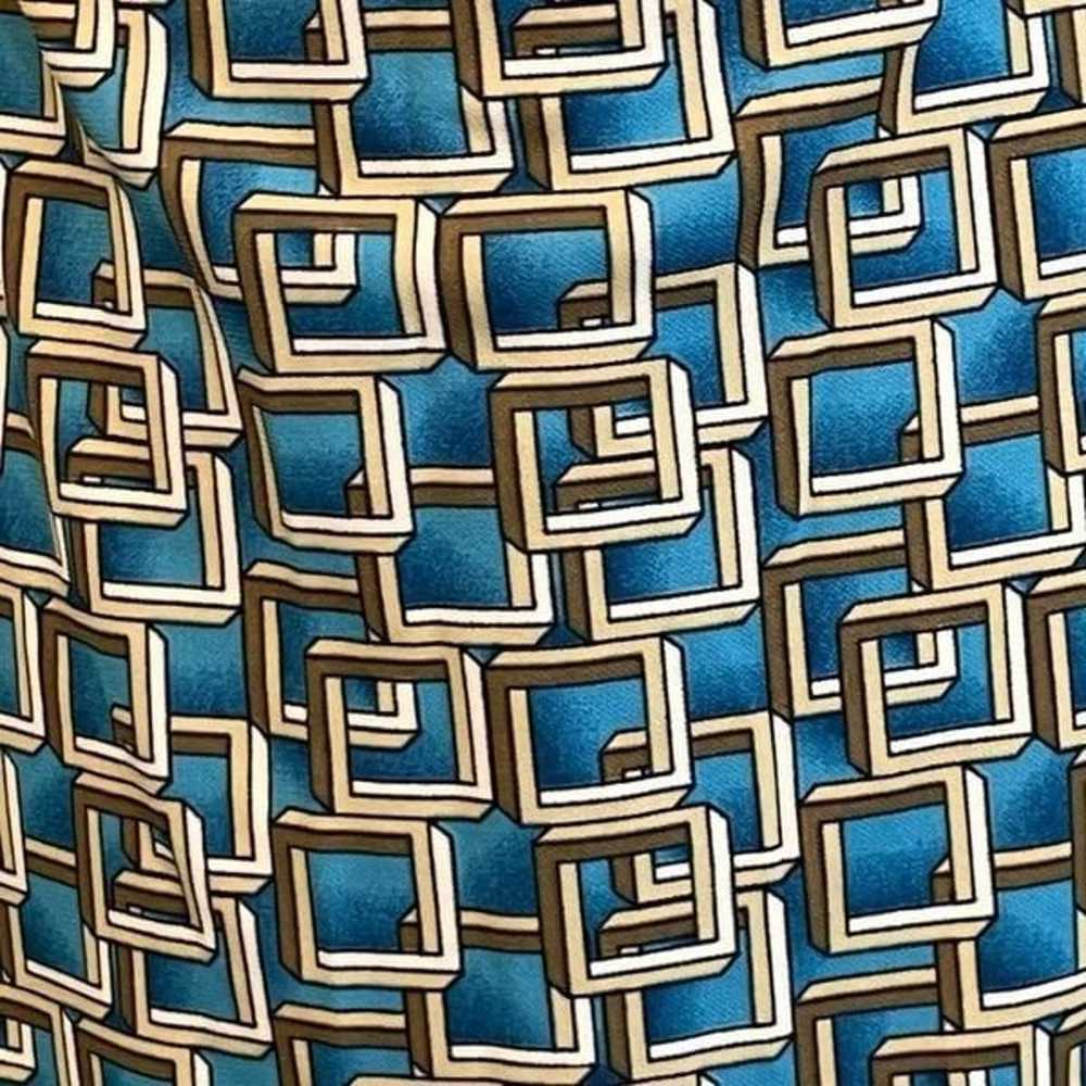 Rampage Wrap Dress Blue Brown Tan Geometric Patte… - image 4