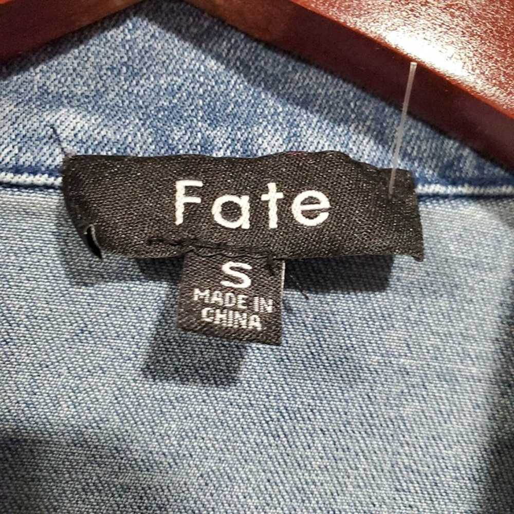 Fate Womens Blue Denim Mini Dress Ruched Button S… - image 10