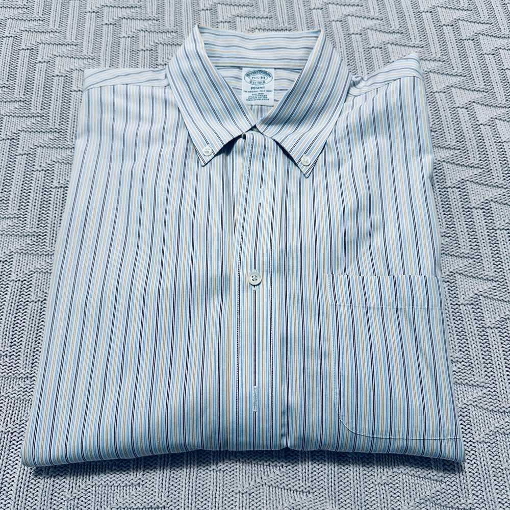 Brooks Brothers brown and blue stripe regent fit … - image 1