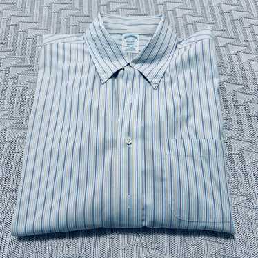 Brooks Brothers brown and blue stripe regent fit … - image 1