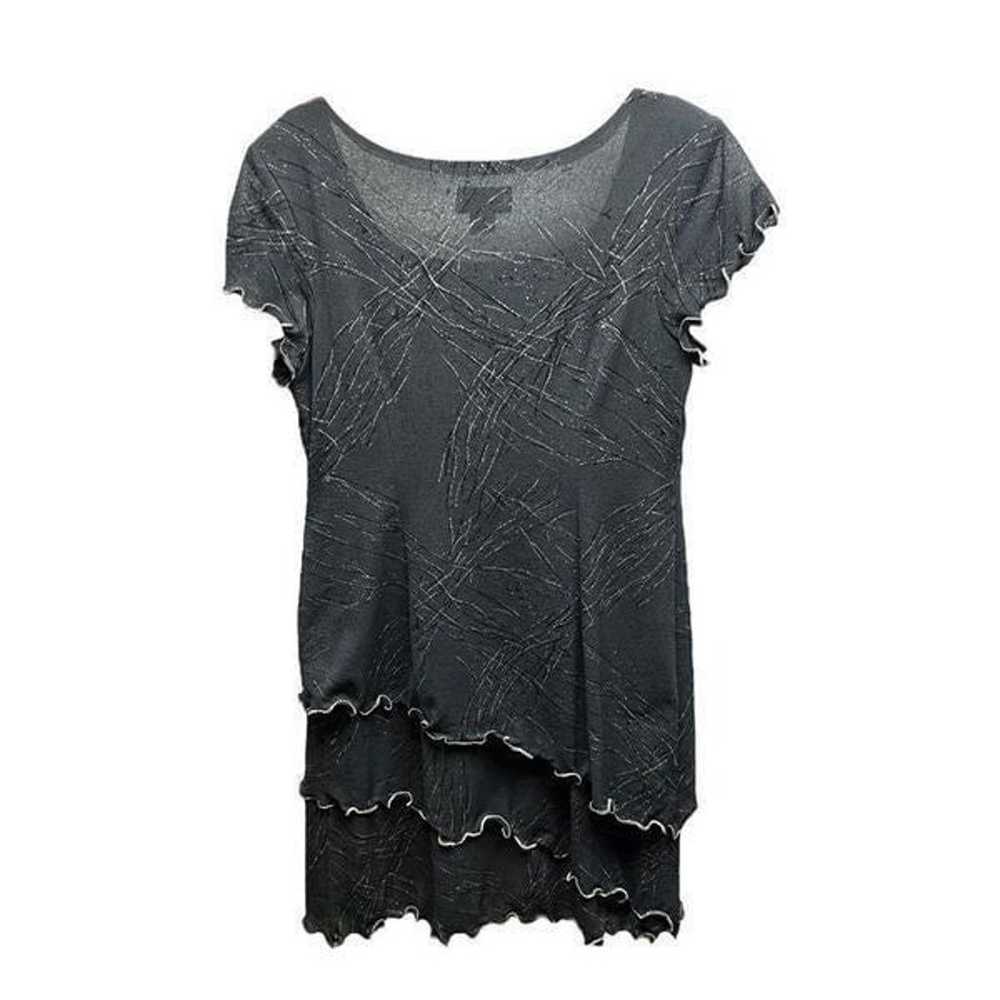 Robbie Bee Womens T Shirt Dress Gray Tiered Lettu… - image 2