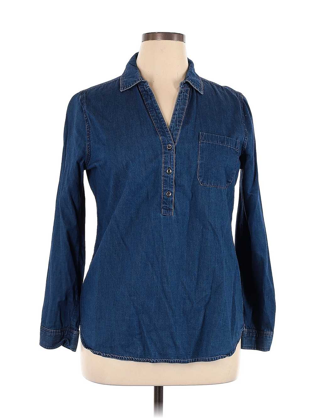 Old Navy Women Blue Long Sleeve Button-Down Shirt… - image 1