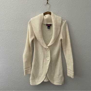 Y2K Cream Sweater Jacket Cardigan - image 1