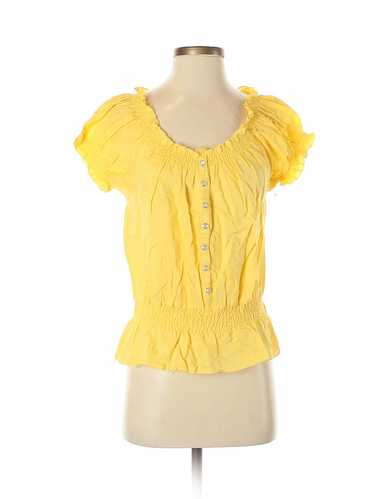Nine West Women Yellow Short Sleeve Blouse S