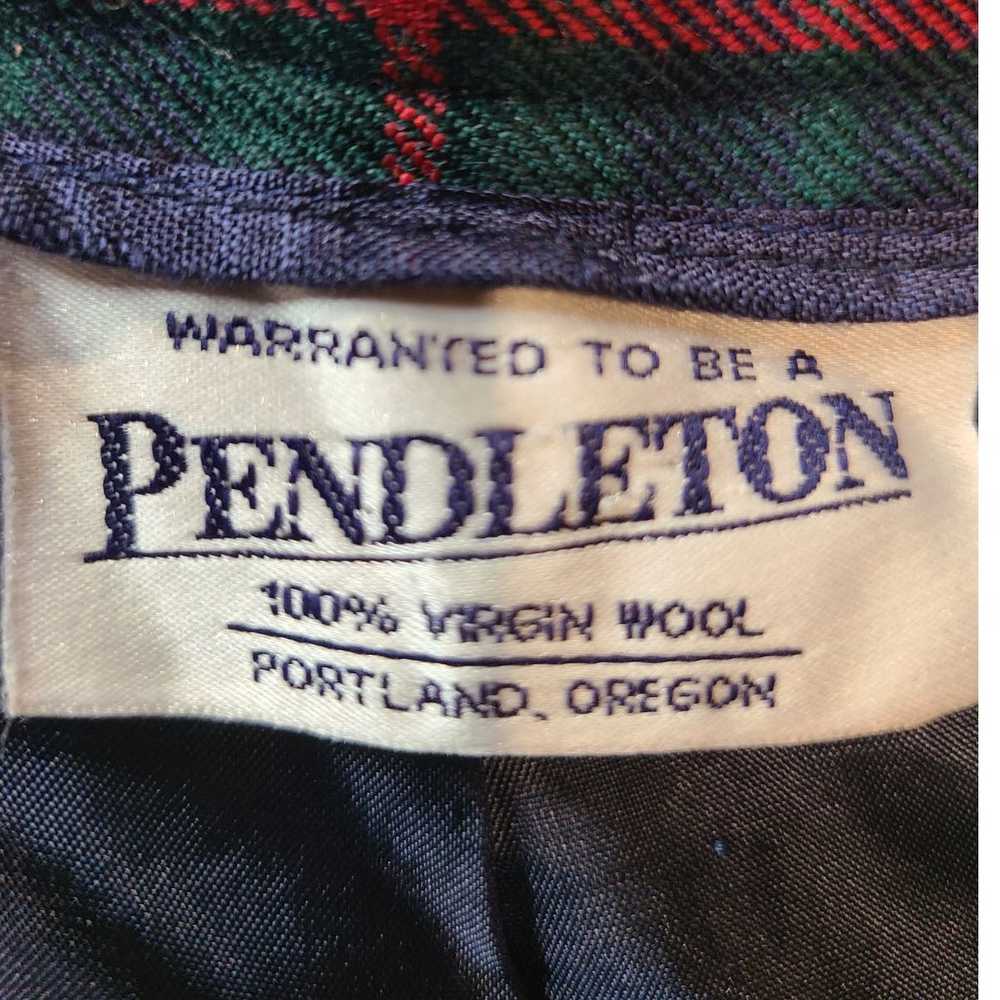 Pendleton Plaid Green Wool High Waist Pleated Car… - image 3