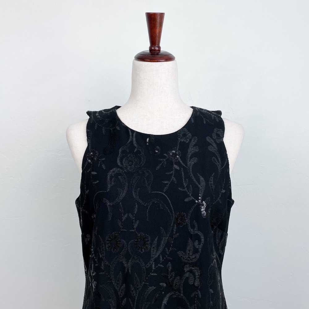 Anne Klein Black Sequined Embroidered Scallop Hem… - image 2