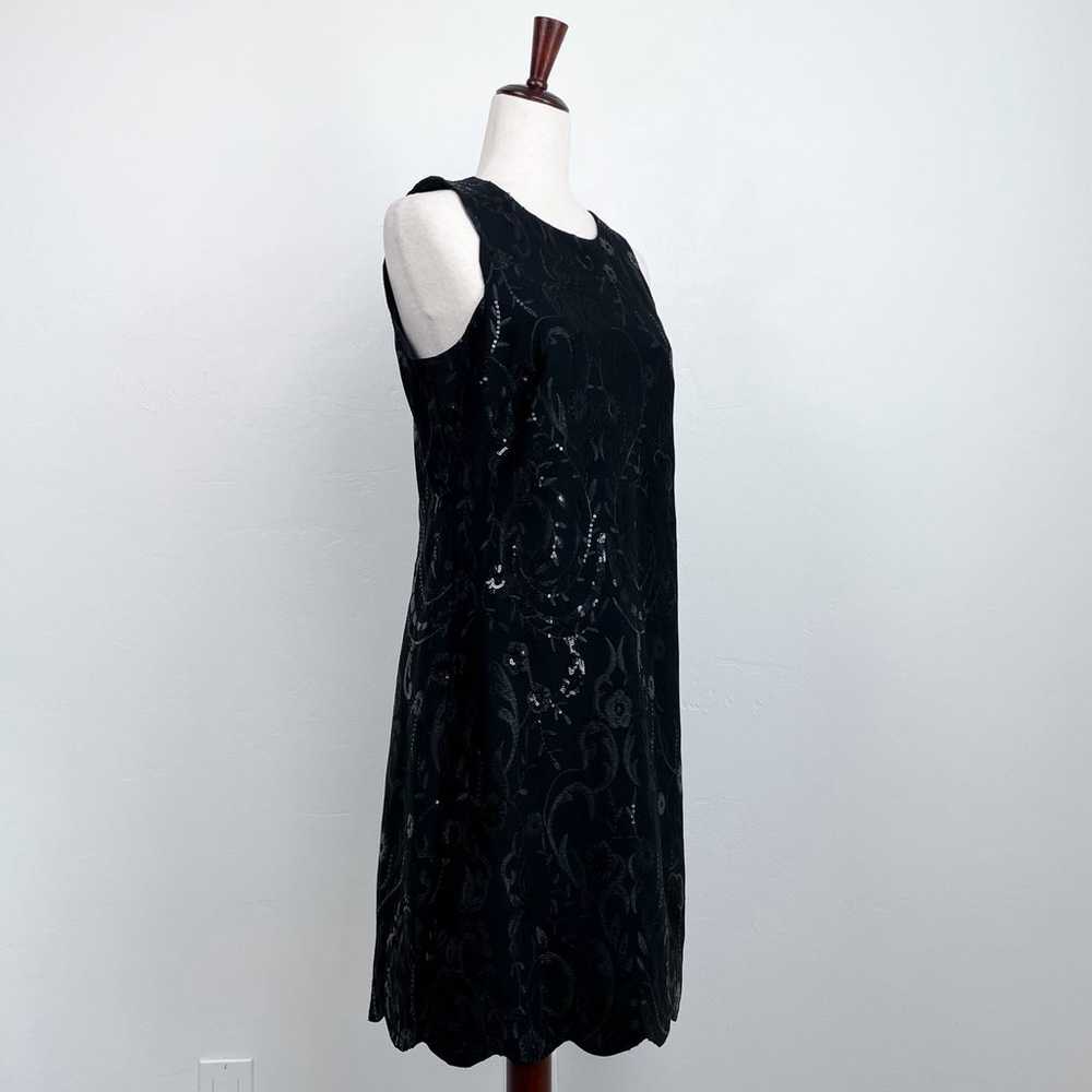 Anne Klein Black Sequined Embroidered Scallop Hem… - image 3