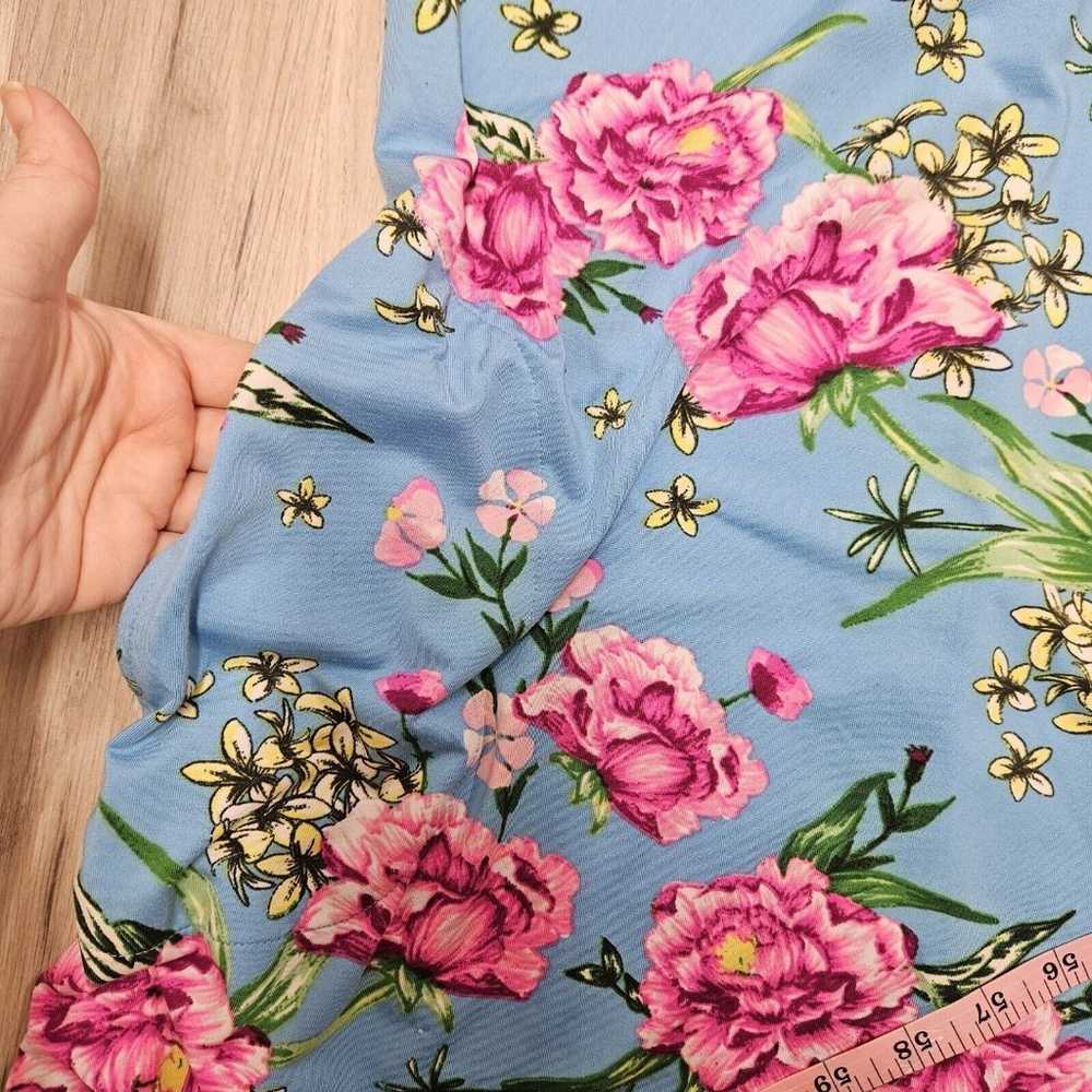 BETSEY JOHNSON Womens Blue Pink Floral Ruffle Poc… - image 5