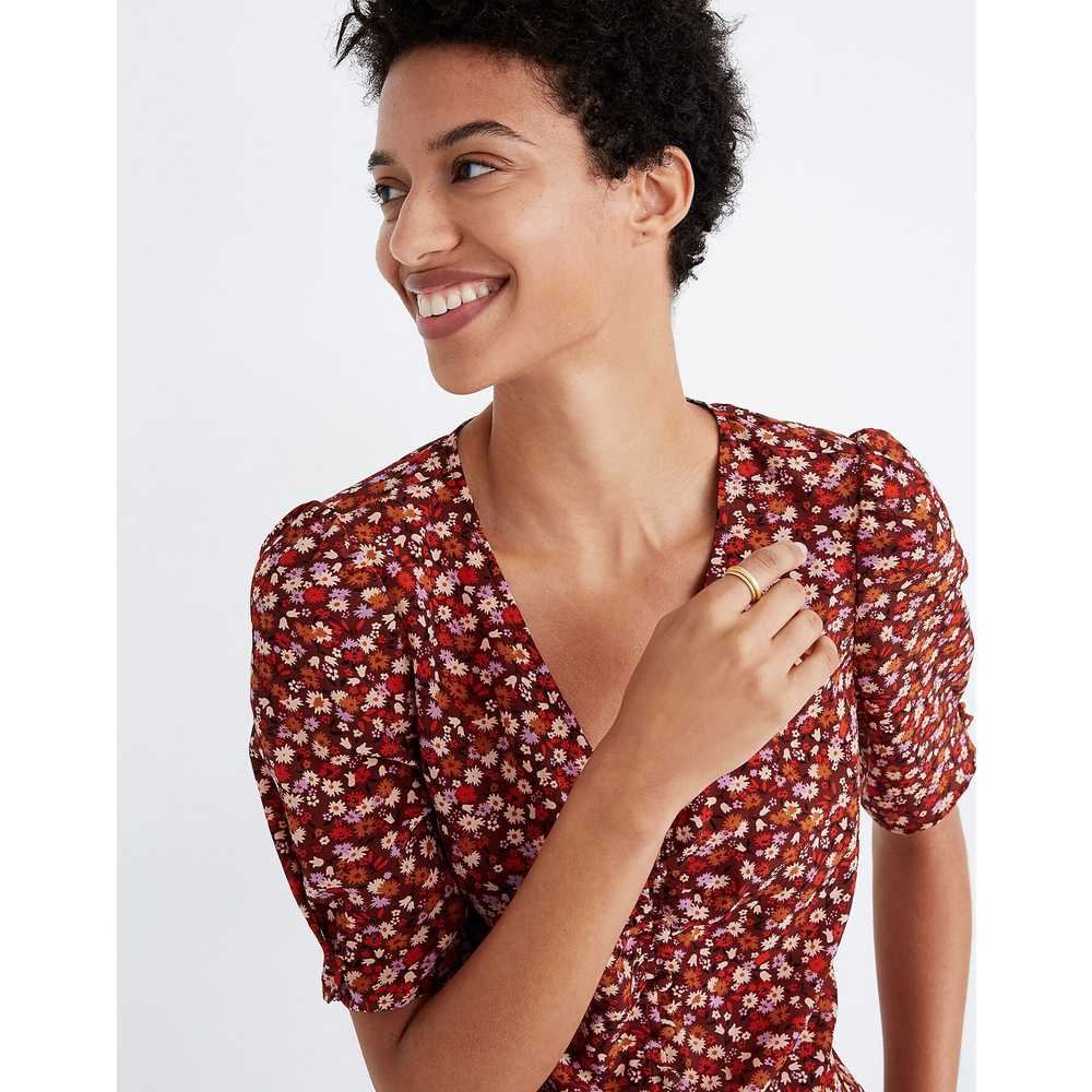 Madewell Silk Button-Sleeve Top in Red Ditzy Flor… - image 4