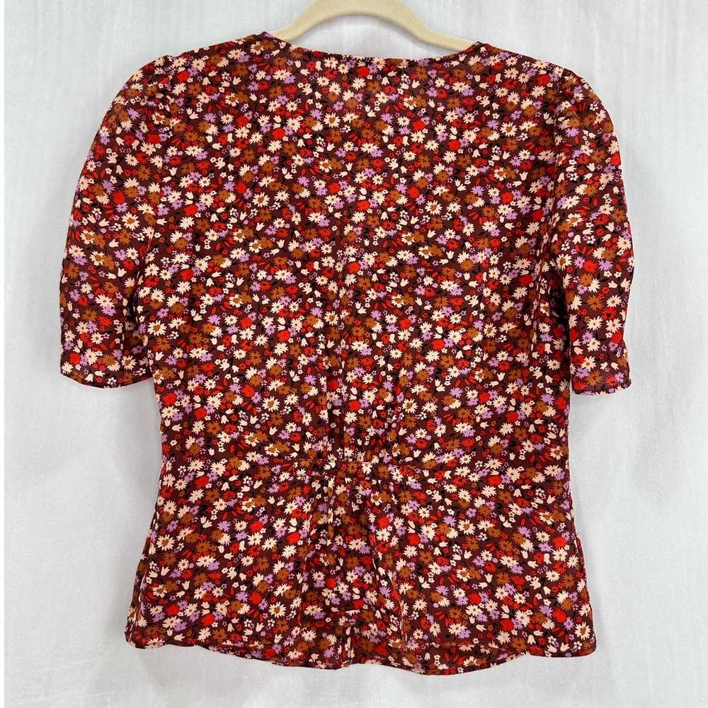 Madewell Silk Button-Sleeve Top in Red Ditzy Flor… - image 7