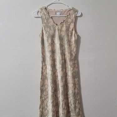 Vintage silk ruffle midi length dress