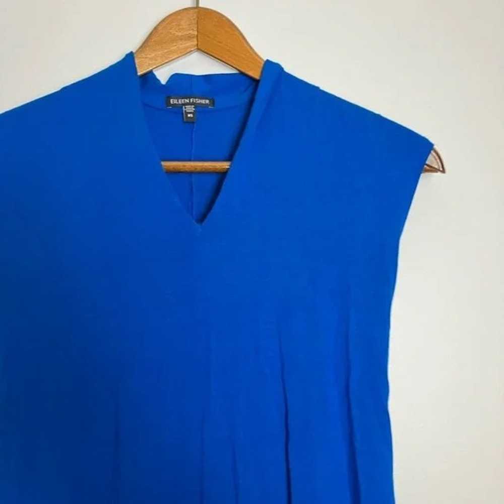 Eileen Fisher Royal Blue V-neck Casual Soft Short… - image 6