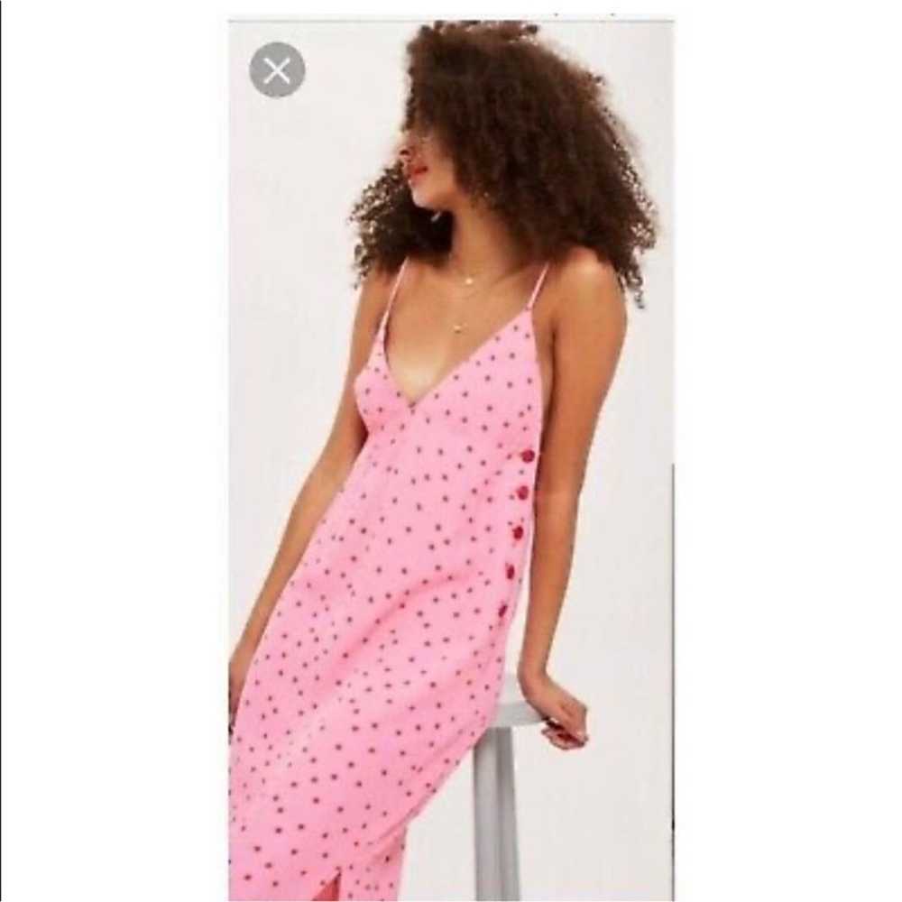 Topshop Pink Polka Dot Midi Slip Dress Size 10 - image 12