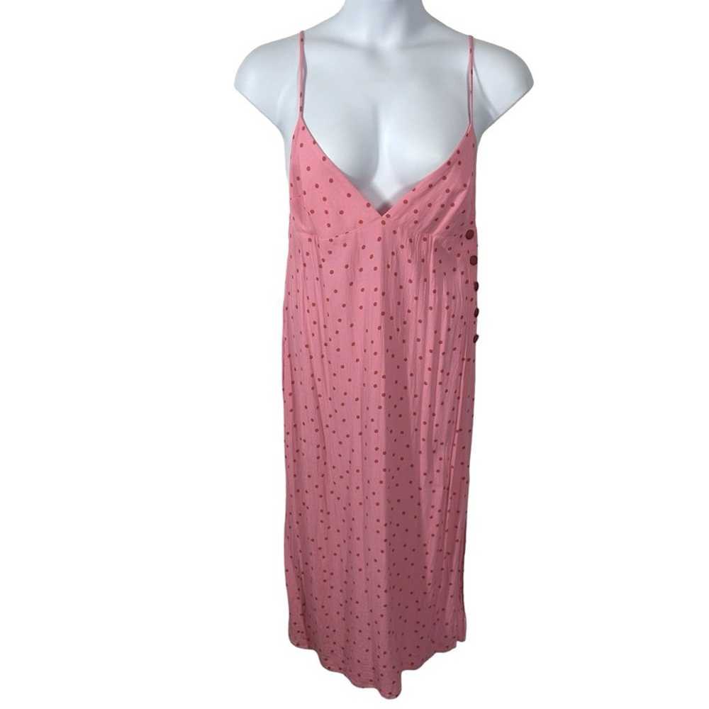 Topshop Pink Polka Dot Midi Slip Dress Size 10 - image 4
