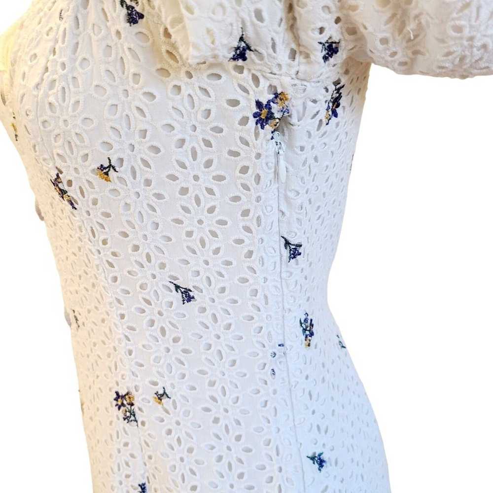 Saylor White Floral Embroidered Eyelet Mini Dress… - image 5
