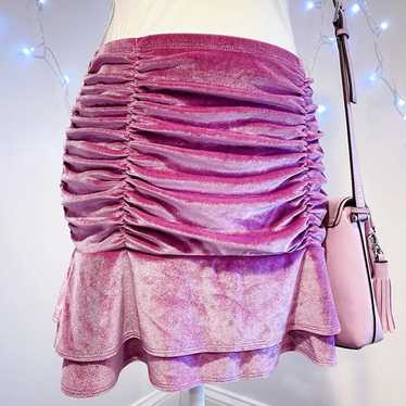 wild fable y2k purple velvet ruched mini skirt - image 1