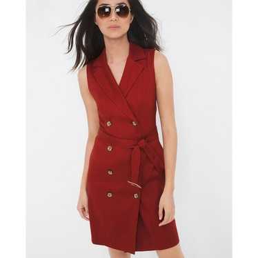 WHBM Linen Double-Breasted Trench Dress Belted Sl… - image 1