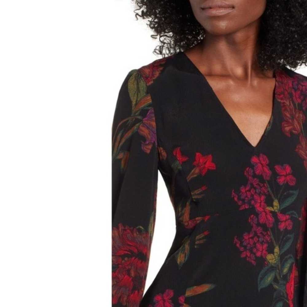 Leith Floral Print V Neck Long Sleeve Mini Dress … - image 3