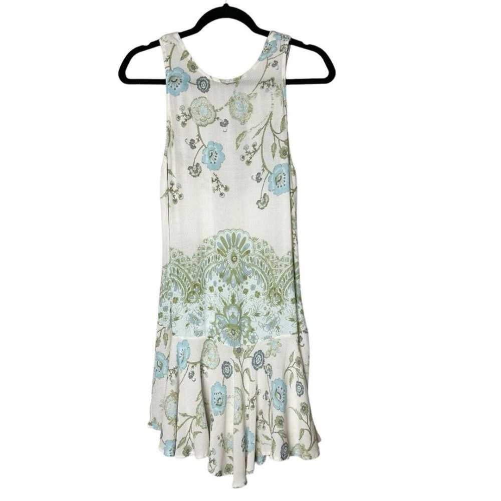 Free People Dobby Dot Blue Green Floral Slip Dres… - image 2