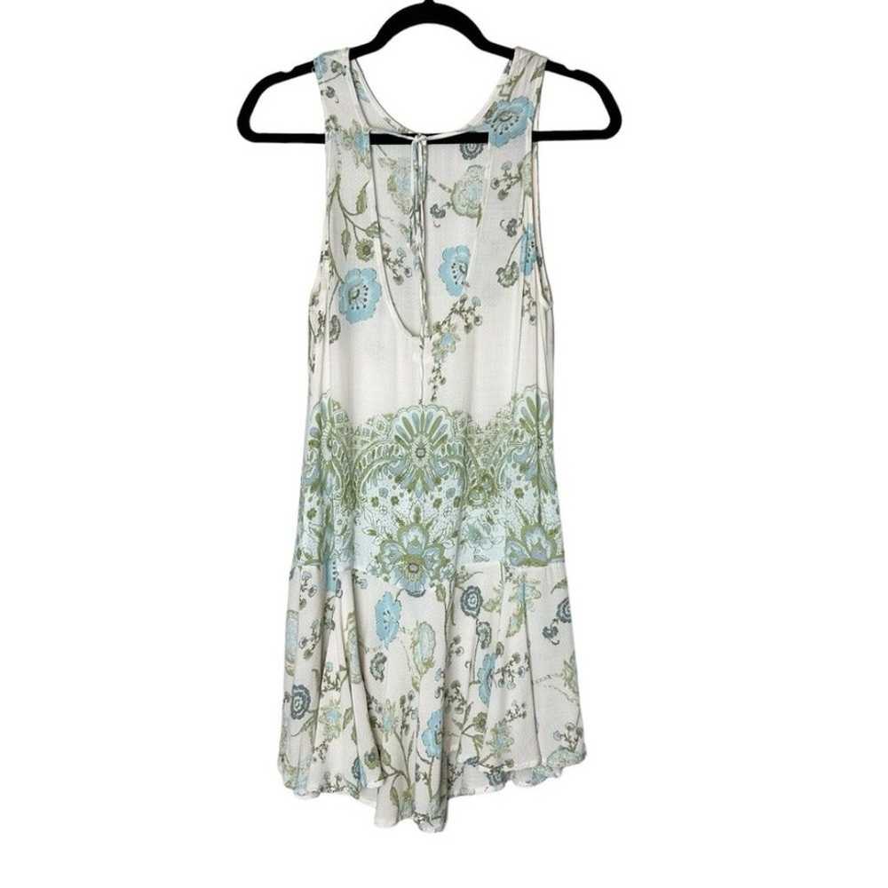 Free People Dobby Dot Blue Green Floral Slip Dres… - image 7