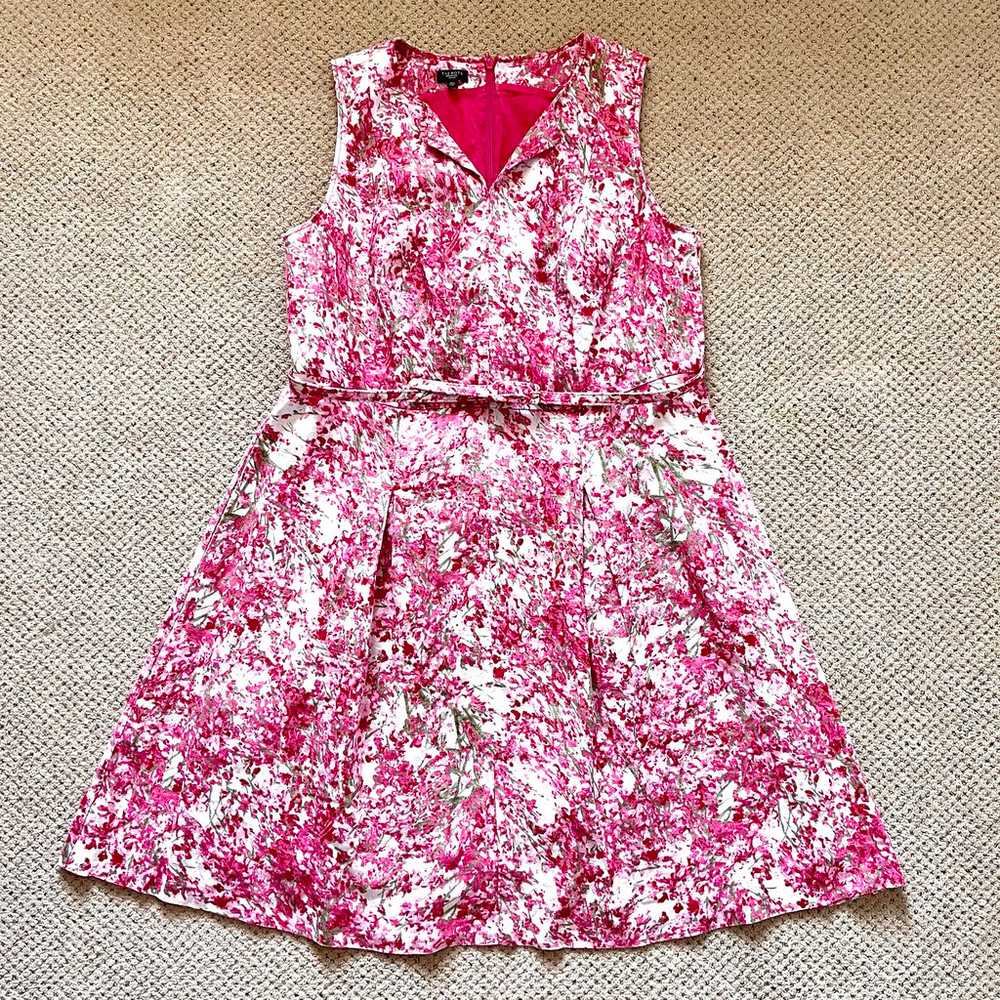 Talbots Woman Pink Floral Fit and Flare Belted Li… - image 1