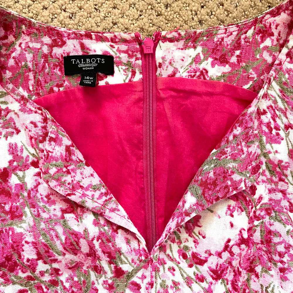Talbots Woman Pink Floral Fit and Flare Belted Li… - image 5