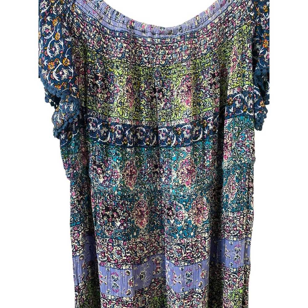 Bila Patchwork Print Long Dress Size XL Purple Bl… - image 11