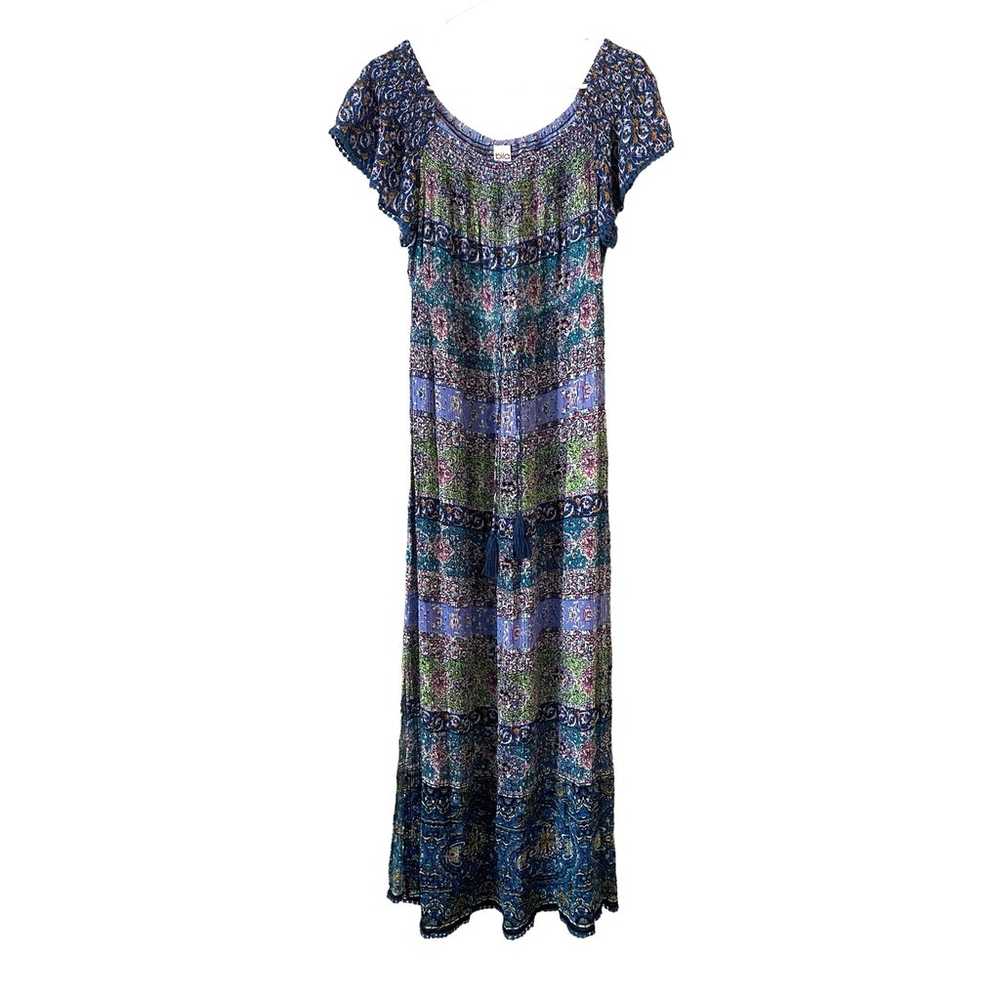 Bila Patchwork Print Long Dress Size XL Purple Bl… - image 1
