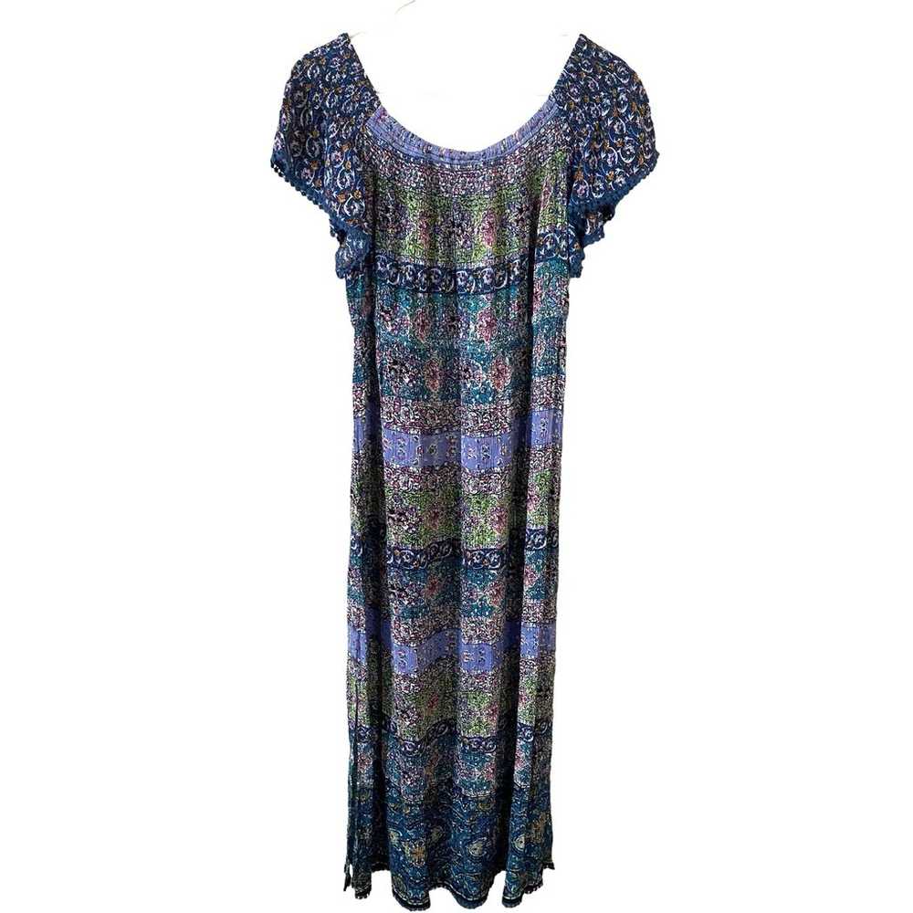 Bila Patchwork Print Long Dress Size XL Purple Bl… - image 2