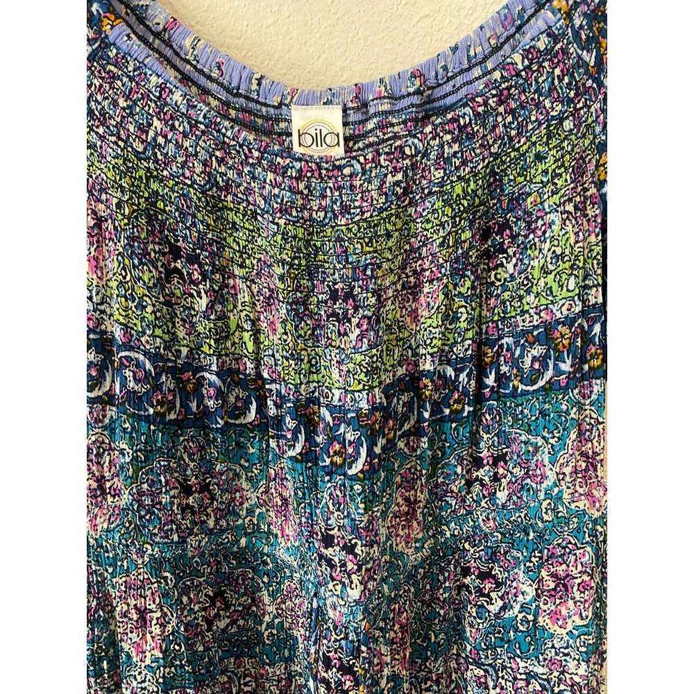 Bila Patchwork Print Long Dress Size XL Purple Bl… - image 4