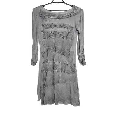 Tempo Paris Silvery Grey 100% Silk Flutter Tiered… - image 1