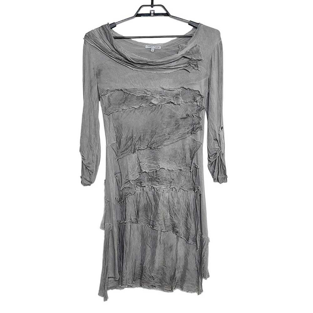 Tempo Paris Silvery Grey 100% Silk Flutter Tiered… - image 2