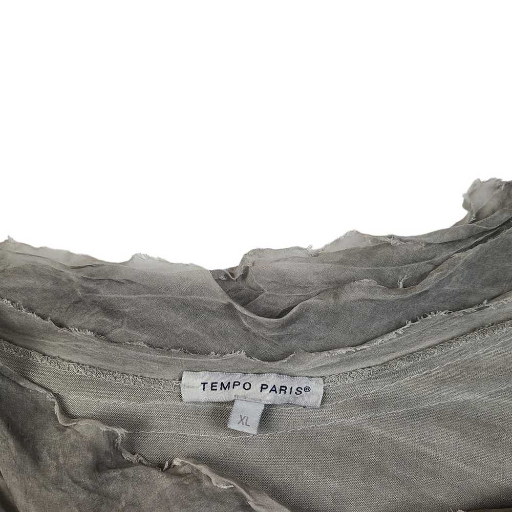 Tempo Paris Silvery Grey 100% Silk Flutter Tiered… - image 6