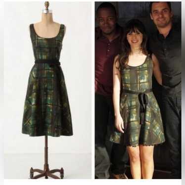 Maeve Anthropologie Green Plaid Dress size 4