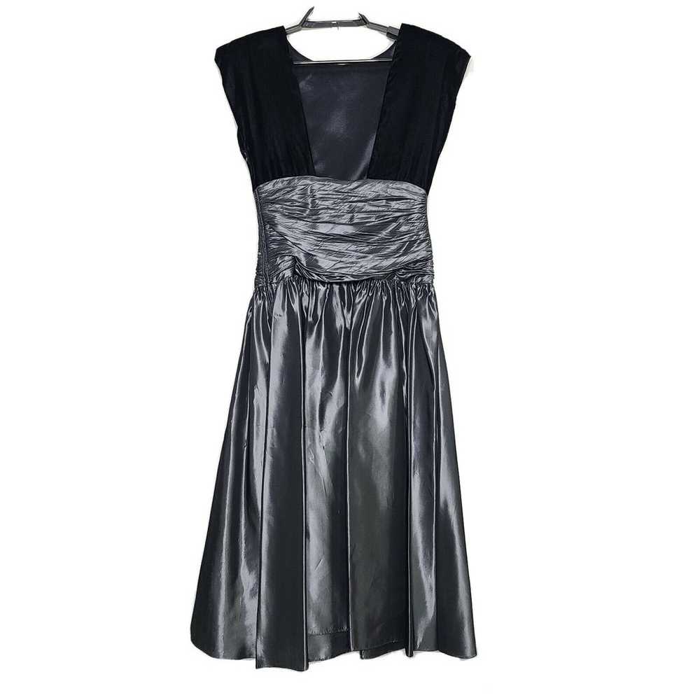 Patty O'Neil Vintage Party Dress 5 6 Black Gray V… - image 2