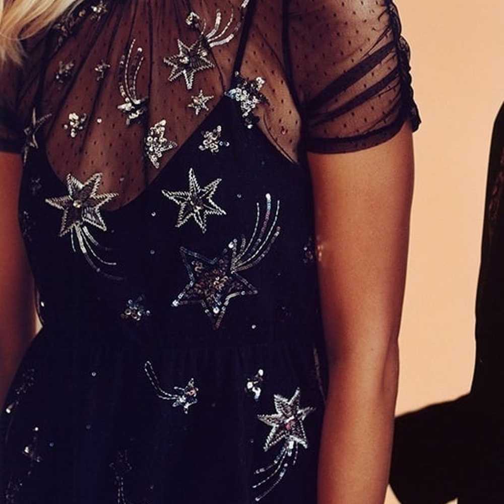 Express Black Embroidered Silver Sequin Star Body… - image 3