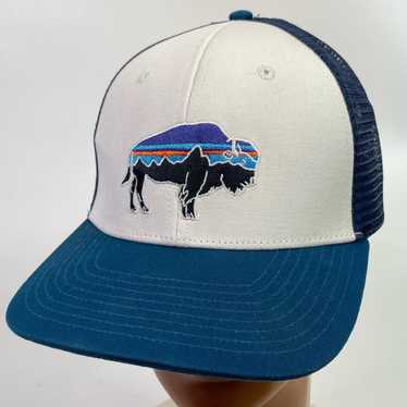 Patagonia Trucker Hat Buffalo Logo Snap Back Blue… - image 1