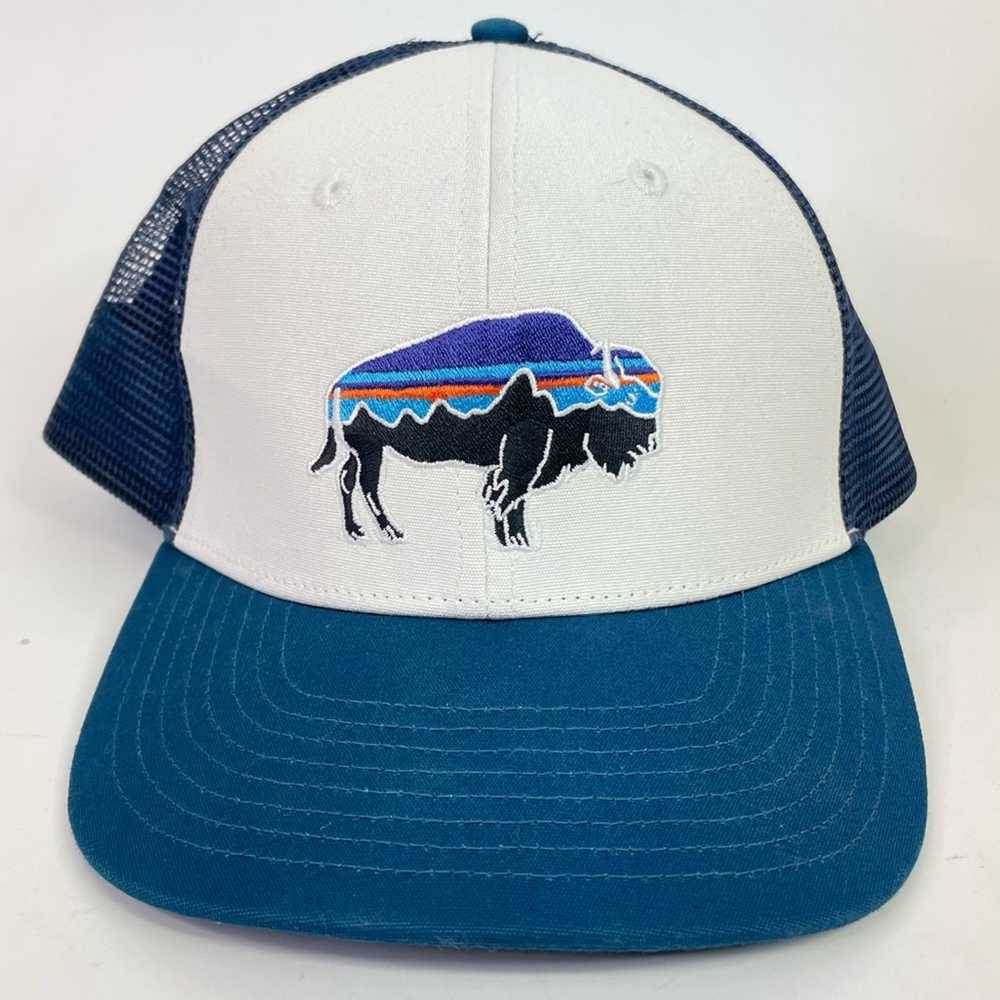 Patagonia Trucker Hat Buffalo Logo Snap Back Blue… - image 6