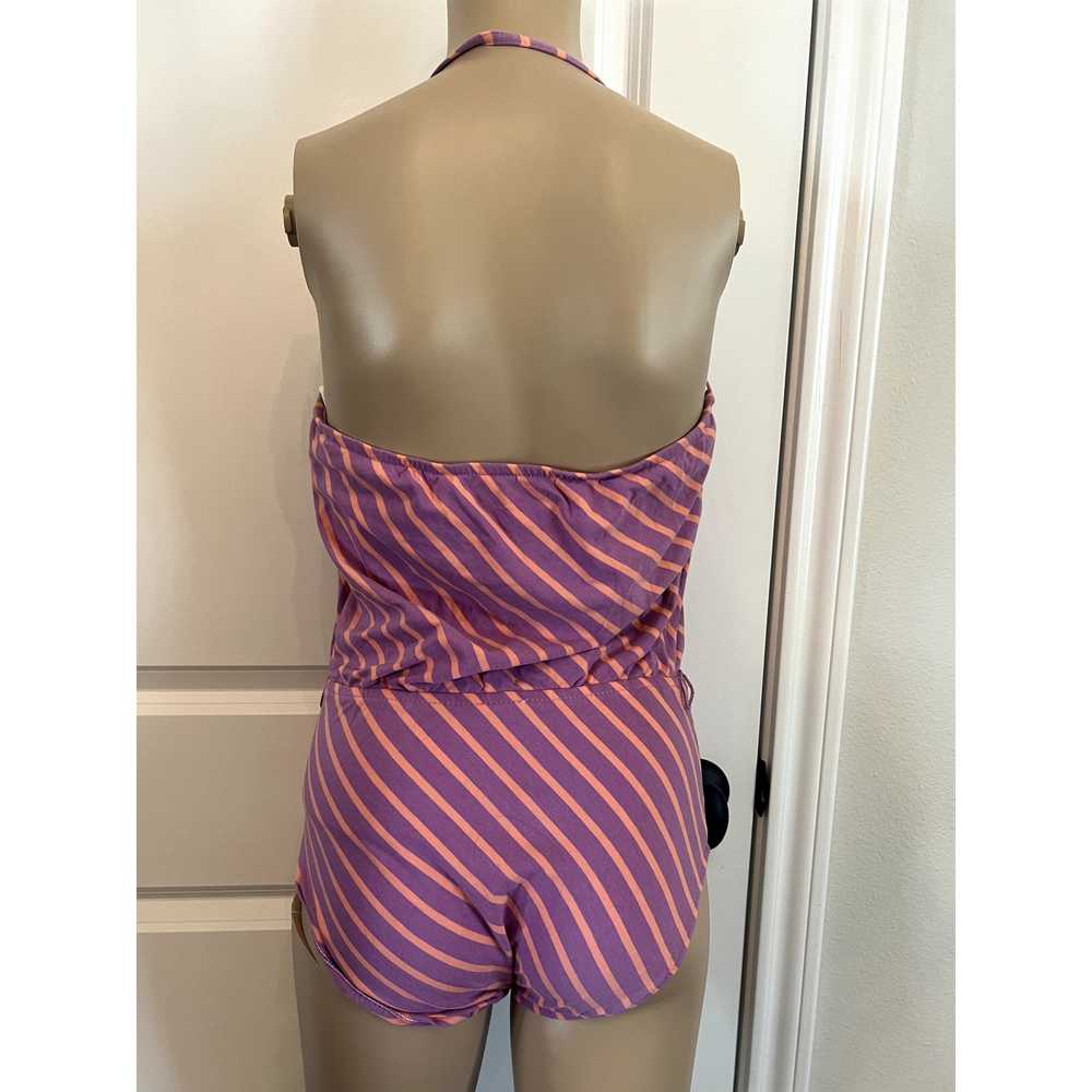 Vintage E. Stewart purple and pink striped swimsu… - image 2