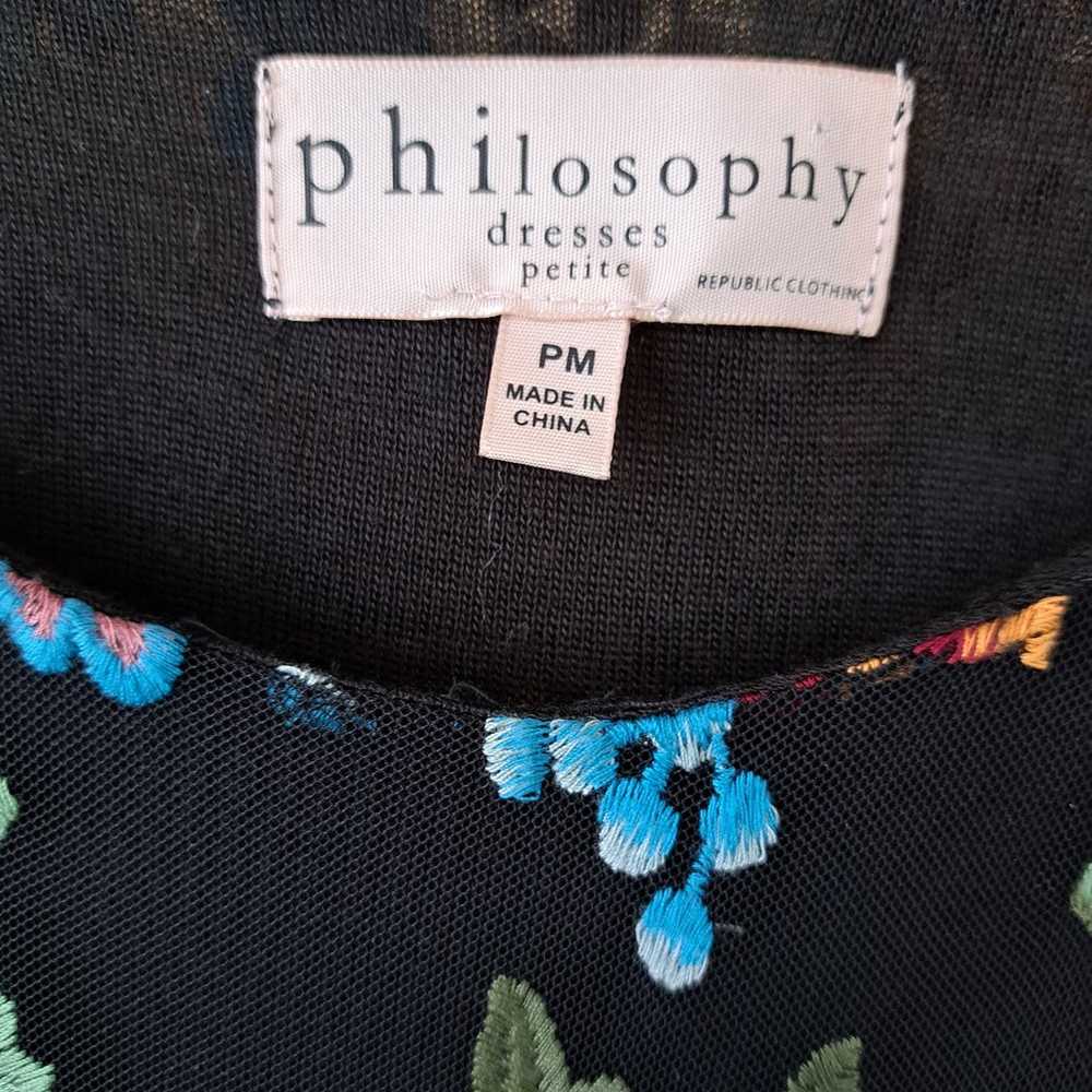 Philosophy Floral Embroidered Black Mesh Dress Si… - image 5