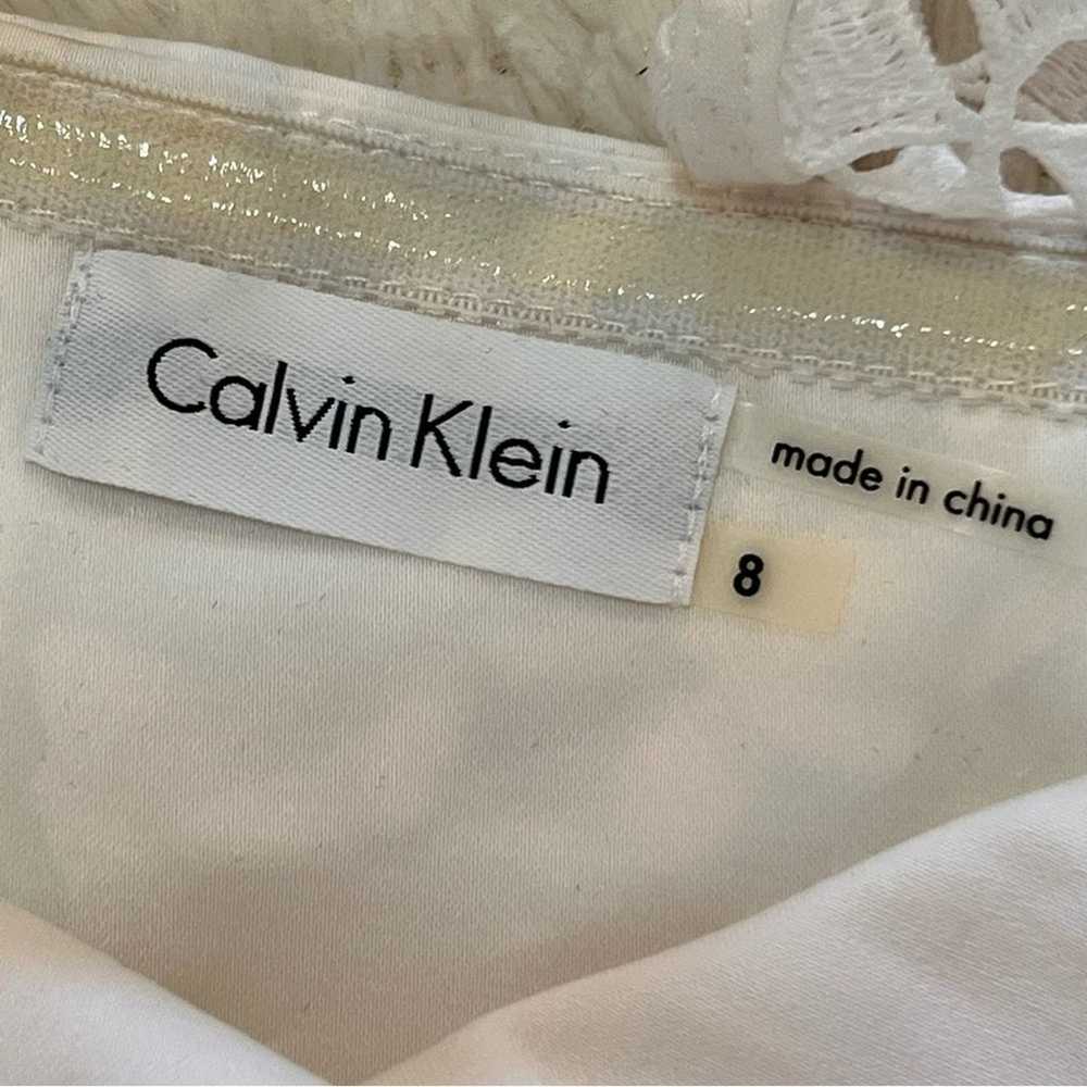CALVIN KLEIN white dress crisp cotton size 8 slee… - image 7
