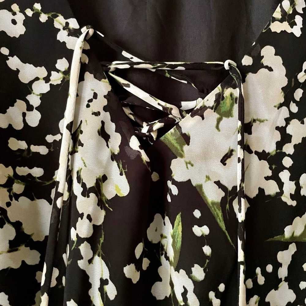 NWT Belle Sky Black White Green Floral Long Sheer… - image 8